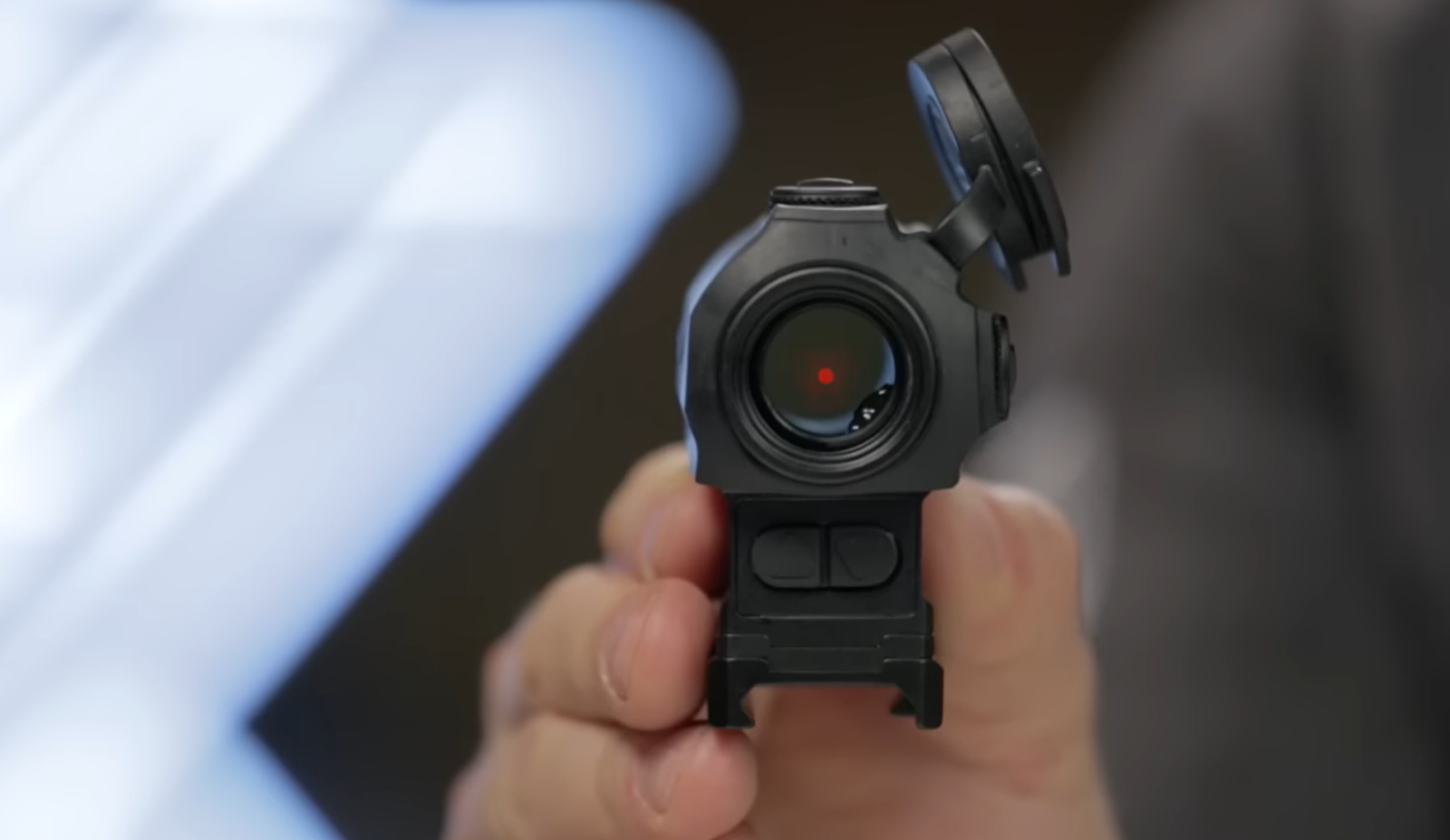 hand holding Vortex SPARC AR with red lights inside